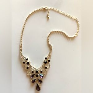 Rhinestones Necklace Tadashi Shoji Purple & Silver  in Gold Colored Setting